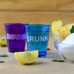 Drunk & Shopaholic shot glasses at Qtrove