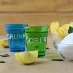Drunk & Sober Shot Glasses (Blue and Green) at Qtrove