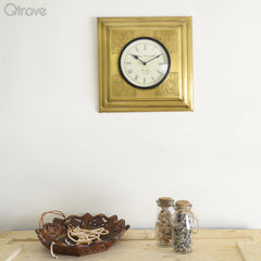 Square Brass Wall Clock at Qtrove
