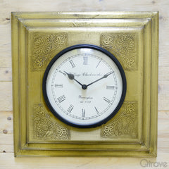 Square Brass Wall Clock at Qtrove