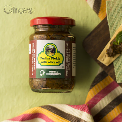 Homemade Pudina Pickle With Olive Oil
