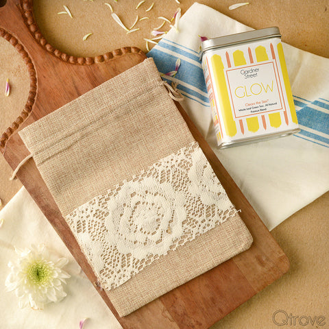Glow Green Tea with Lace Jute Bag