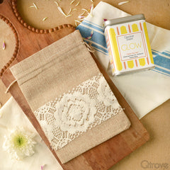 Glow Green Tea with Lace Jute Bag at Qtrove