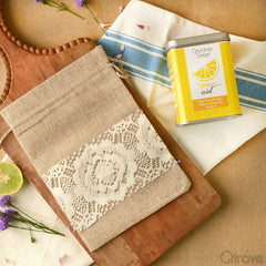 Lemon Aid Green Tea with Lace Jute Bag at Qtrove