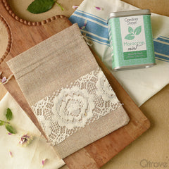 Moroccan Mint Herbal Tea with Lace Jute Bag at Qtrove