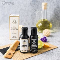 Paraben-Free Dry Skin Beard Oil, Beard Wash & Wooden Comb (Combo Pack) at Qtrove
