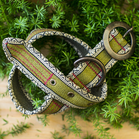 Eco-Friendly Jute Dog Round Collar - Green