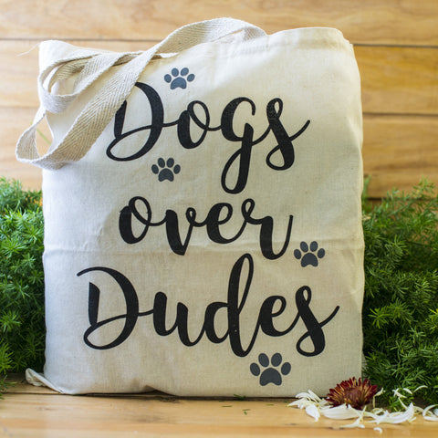 100% Cotton Tote Bags - Dogs Over Dudes