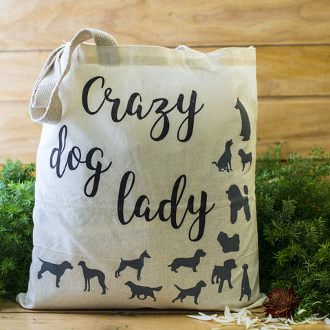 100% Cotton Tote Bags - Crazy Dog Lady