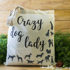 100% Cotton Tote Bags - Crazy Dog Lady at Qtrove