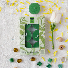 Green Tea & Bamboo Acrylic Tea Lights Candle (Set of 6) at Qtrove