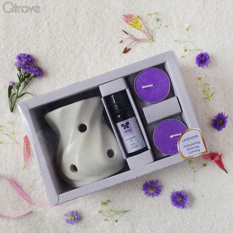 Lavender Fragrance Vaporizer (10 ml Oil + 2 Tea Lights)