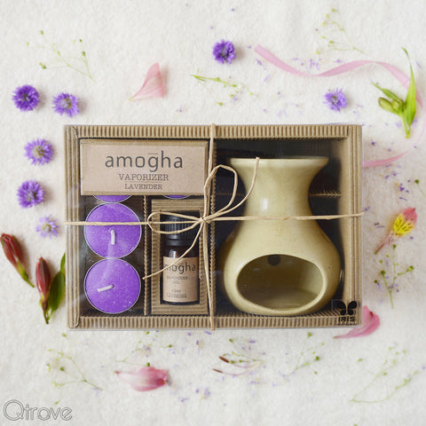 Lavender Fragrance Vaporizer (10 ml Oil+4 Tea Lights)