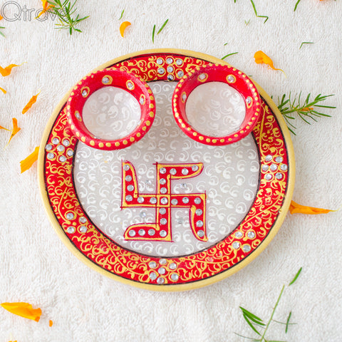Handmade Marble Pooja Thali