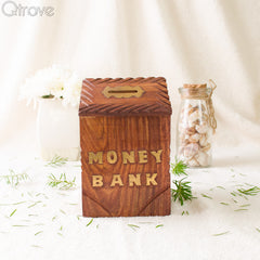 Handcrafted Wooden Coin Box at Qtrove