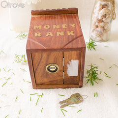 Handcrafted Wooden Coin Box at Qtrove