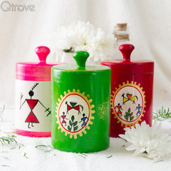 Handmade Wooden Jars (Set of 3) at Qtrove