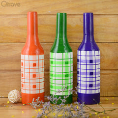 Handmade Wooden Bottle Vases (Set of 3) at Qtrove