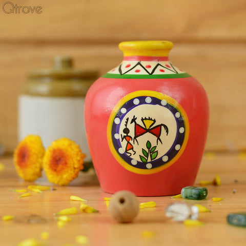 Handcrafted Wooden Orange Pot