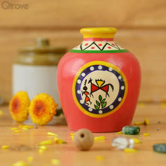 Handcrafted Wooden Orange Pot at Qtrove