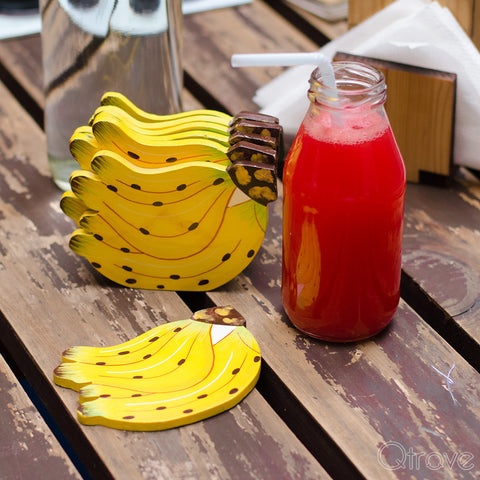 Banana Shaped Tea Coasters (Set of 6) | Buy coasters online at Qtrove