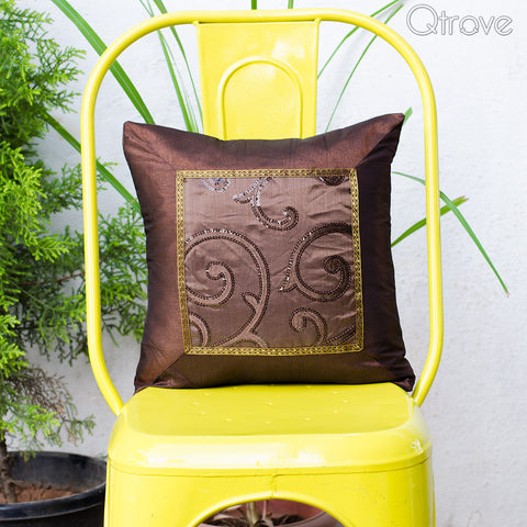Brown Silk Cushion Cover | Buy cushion covers online at Qtrove
