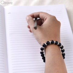 Handcrafted Bead Bracelet In Black at Qtrove