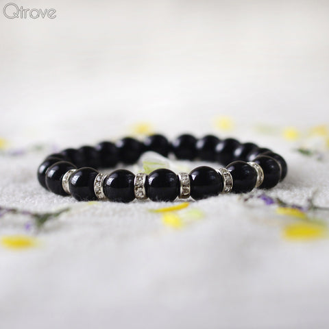 Handcrafted Bead Bracelet In Black