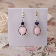 Handcrafted Earring Caged With Pink And Blue Beads at Qtrove