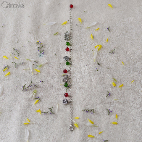 Handcrafted Floral Charm Bracelet