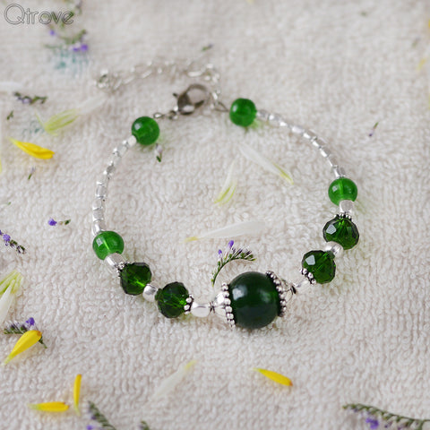 Handcrafted Green Bead Bangle Style Bracelet