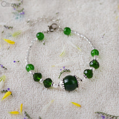 Handcrafted Green Bead Bangle Style Bracelet at Qtrove