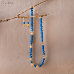 Handcrafted Blue Beaded Necklace at Qtrove