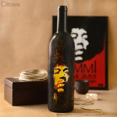Hand Painted Jimmy Hendrix Glass Bottle at Qtrove