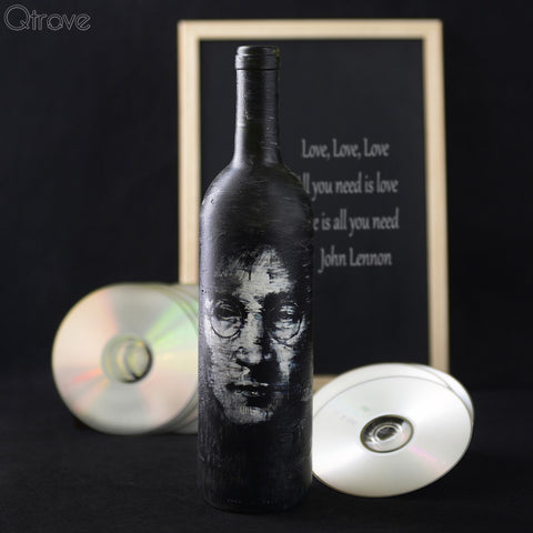 Hand Painted Lennon Glass Bottle