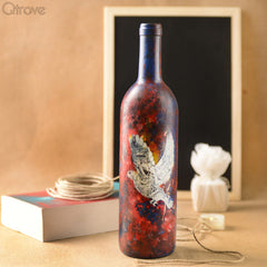 Hand Painted Turquoise Fantasy Glass Bottle at Qtrove