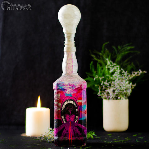 Hand Painted Highway To Hell Painted Bottle