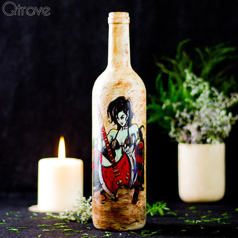 Hand Painted Burning Flame Bottle