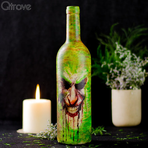 Hand Painted Green Demon Bottle
