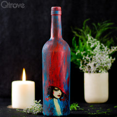 Hand Painted Fiery Flame Bottle at Qtrove