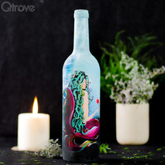 Hand Painted Happy Mermaid Bottle at Qtrove