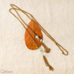 Handcrafted Aqua Crystal Lariat Necklace at Qtrove
