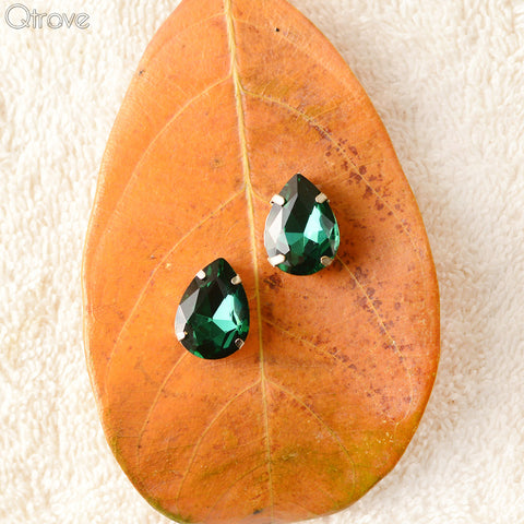 Handcrafted Green Crystal Drop Shape Earring