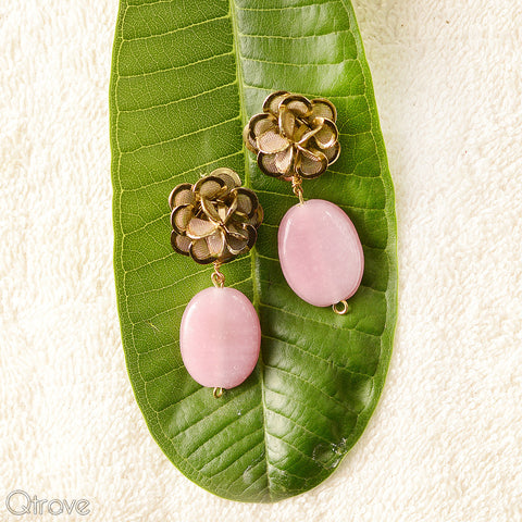 Handcrafted Pink Floral Statement Earring