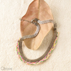 Handcrafted Silver Neon Braid Necklace at Qtrove