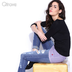 Purple & White Chevron Belly Band at Qtrove
