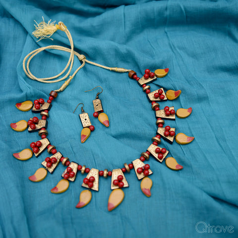 Mango - Terracotta Necklace + Earring Set