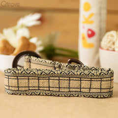 Eco-Friendly Jute Dog Collar - Natural Checks at Qtrove