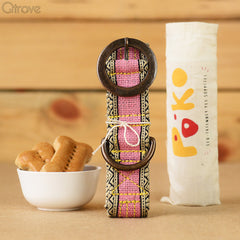 Eco-Friendly Jute Dog Collar - Pink at Qtrove