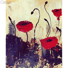 Hand Painted Abstract Poppies at Qtrove